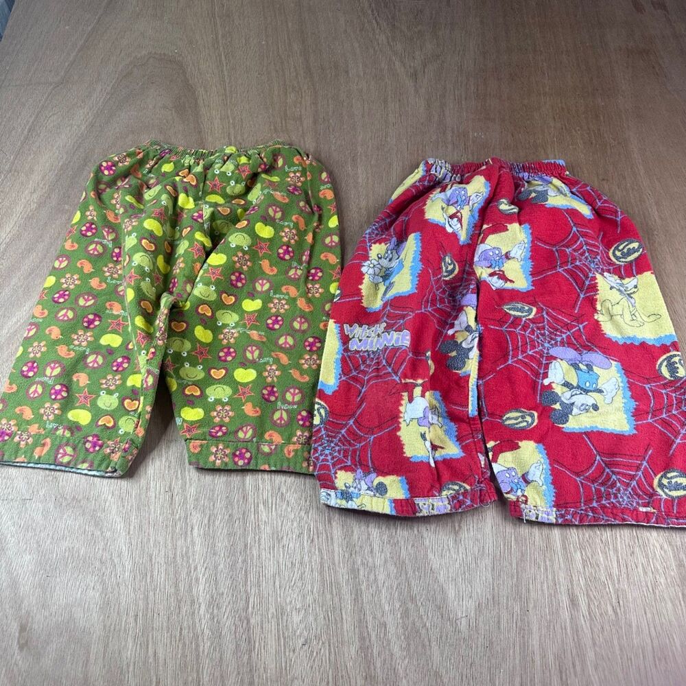 Handmade Toddler Flannel Pajama Pants Lot 2T–3T Mickey Mouse & Peace Print